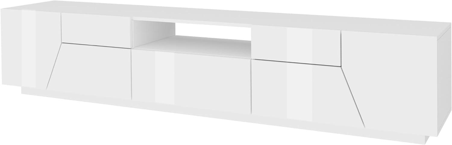 Lowboard >Ragusa< in weiß hochglanz, Holzwerkstoff - 220x46x43cm (BxHxT) Bild 1
