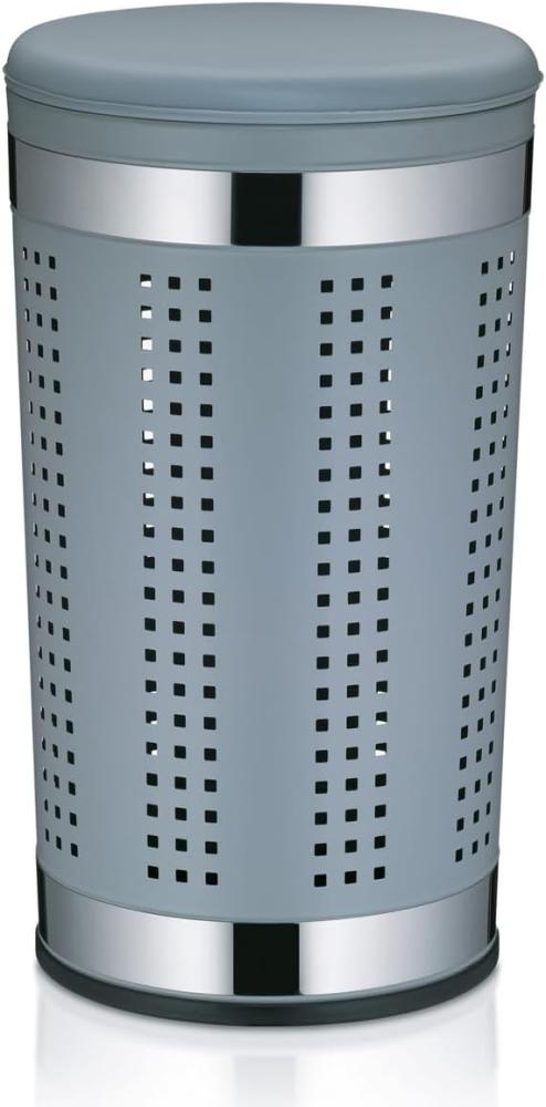KELA 21819, Wäschetruhe mit Sitzkissen, Rund, 60,5 cm Höhe, Metall, Sevilla, Hellgrau Bild 1