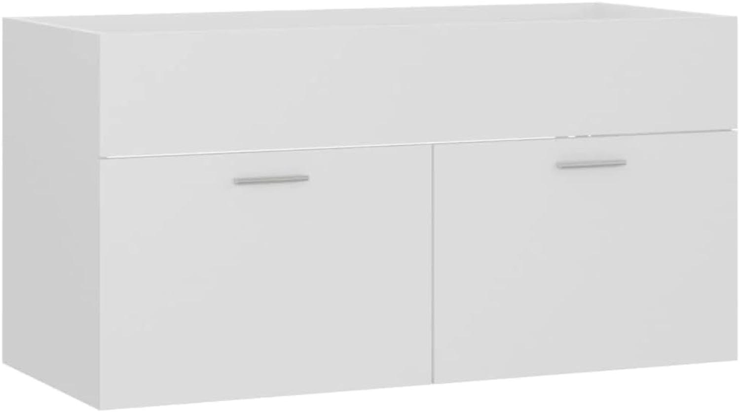 vidaXL Waschbeckenunterschrank Weiß 90x38,5x46 cm Spanplatte Bild 1