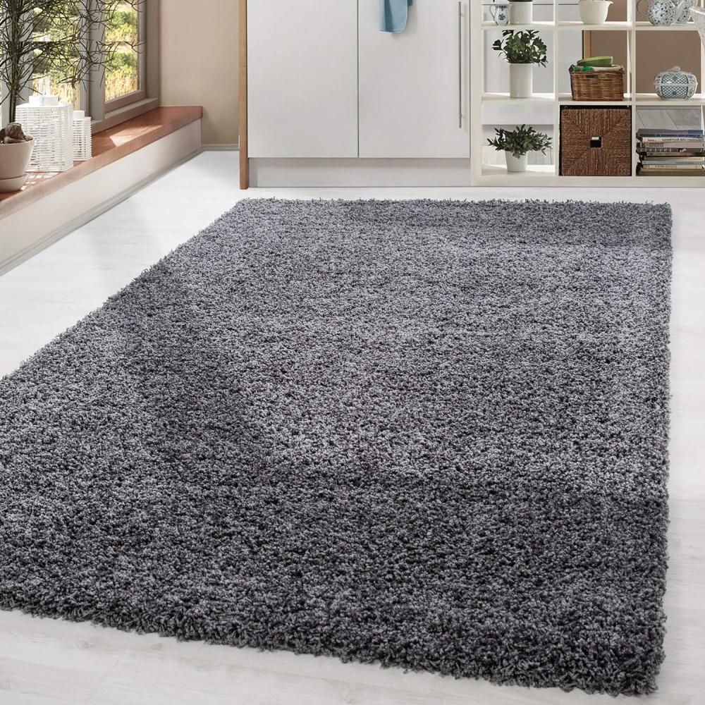 HomebyHome Shaggy Hochflor Teppich Wohnzimmer 240 cm x 340 cm Grau - Teppich Flauschig, Modern, Plüsch und Extra Weich - Ideal für Schlafzimmer, Esszimmer und als Küchenteppich Bild 1