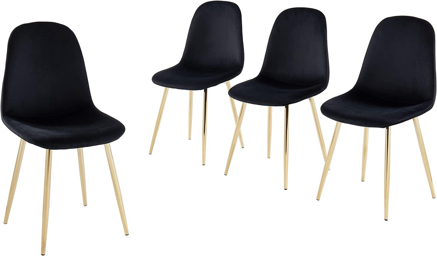 BAÏTA Lena OR Set mit 4 Stühlen, Samt schwarz, L44cm Bild 1