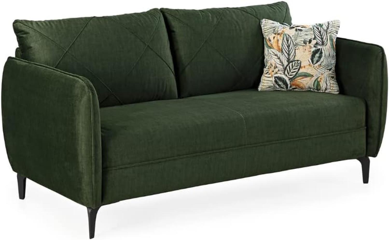 2,5-Sitzer Sofa Couch Sitzsofa Loungesofa ca. 177 cm NOVARA Microvelours Samt Grün Bild 1