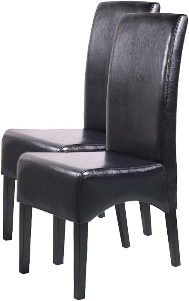 2er-Set Esszimmerstuhl Küchenstuhl Stuhl Latina, LEDER ~ schwarz, dunkle Beine Bild 1