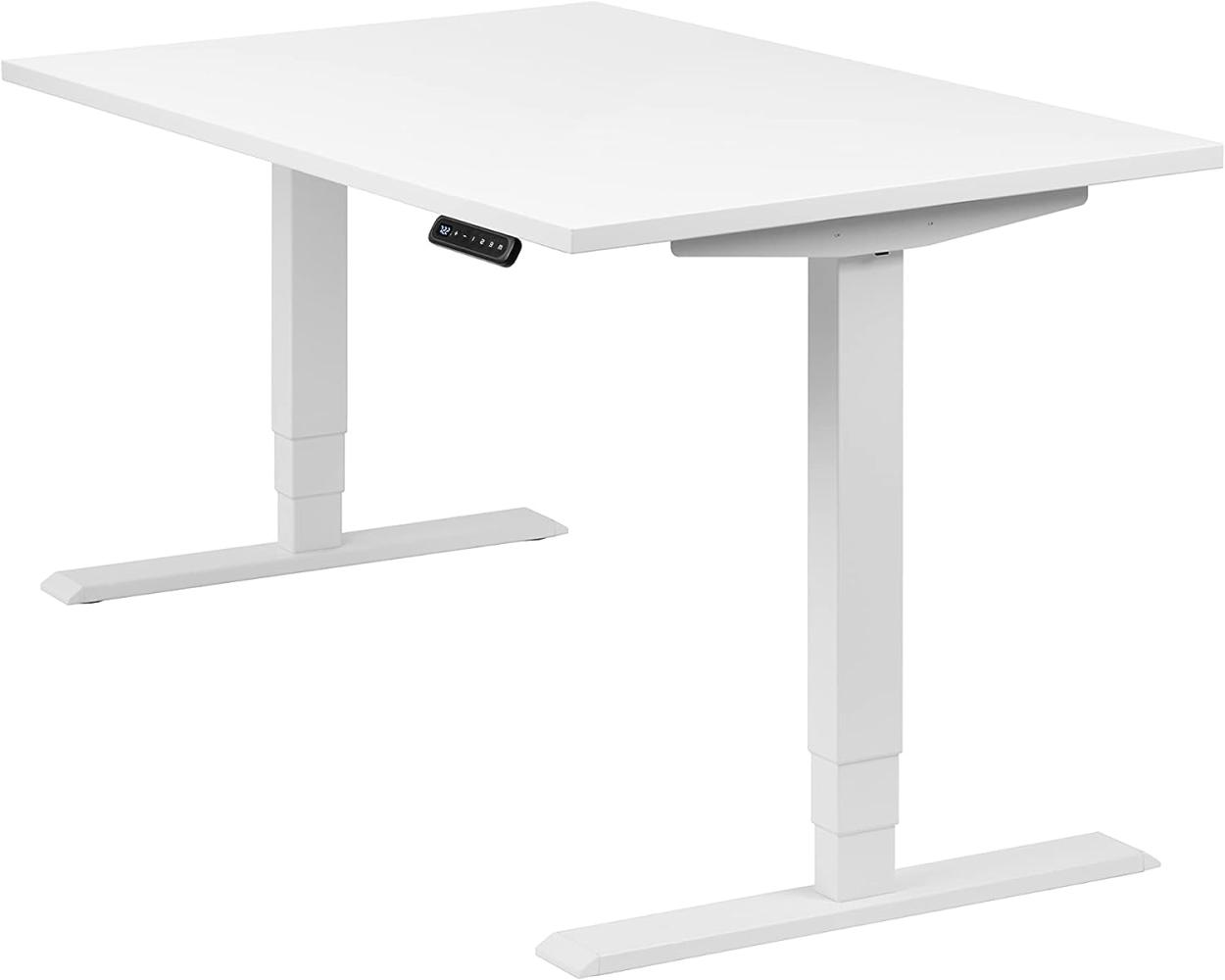 boho office® homedesk - elektrisch stufenlos höhenverstellbares Tischgestell in Weiß mit Memoryfunktion, inkl. Tischplatte in 120 x 80 cm in Weiß Bild 1