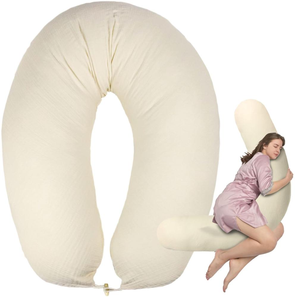 sei Design Stillkissen XXL Musselin Bezug 190x30 Stillkissenbezug 100% Bio-Baumwolle Schwangerschaftskissen Seitenschläferkissen Komfortkissen Erwachsene Baby Kissen Bild 1