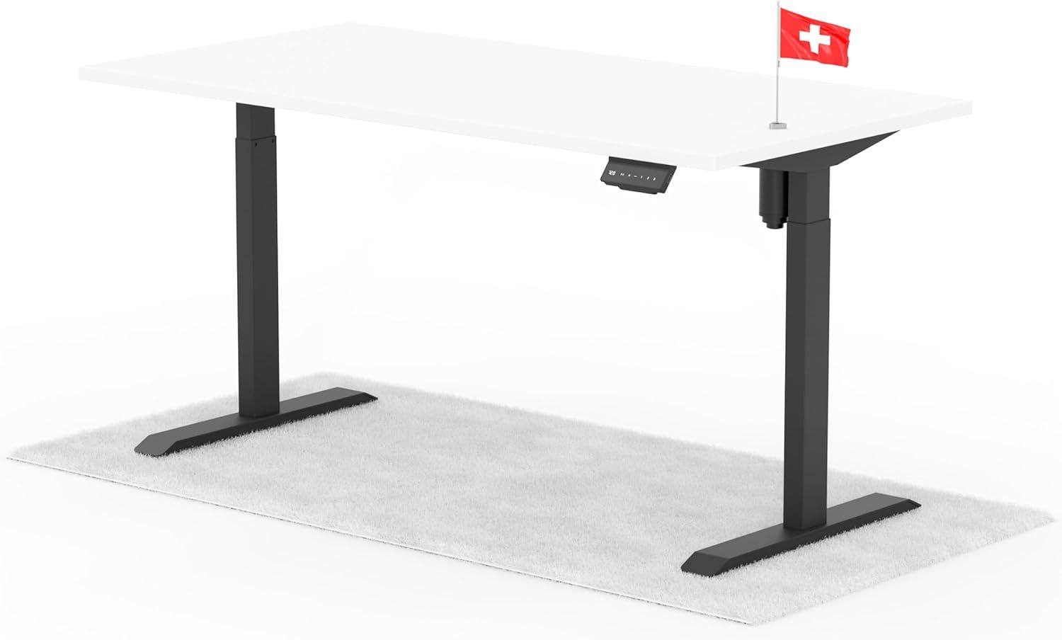 elektrisch höhenverstellbarer Schreibtisch ECO 160 x 80 cm - Gestell Schwarz, Platte Weiss Bild 1