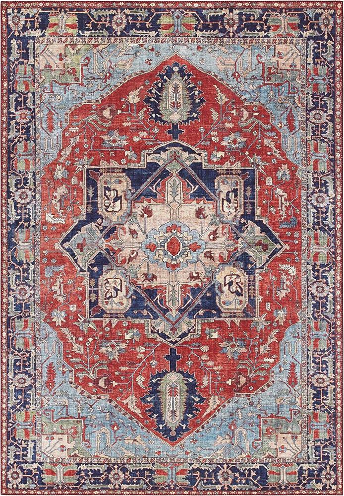 Kurzflor Teppich Hamadan Orientrot - 120x160x0,7cm Bild 1
