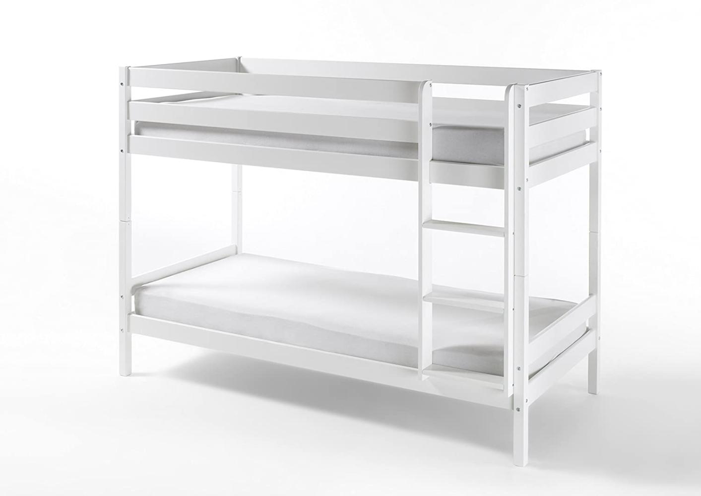 Fun Möbel 'Fonix' Etagenbett 90x200 cm, weiß, Kiefer massiv, inkl. Rollroste Bild 1