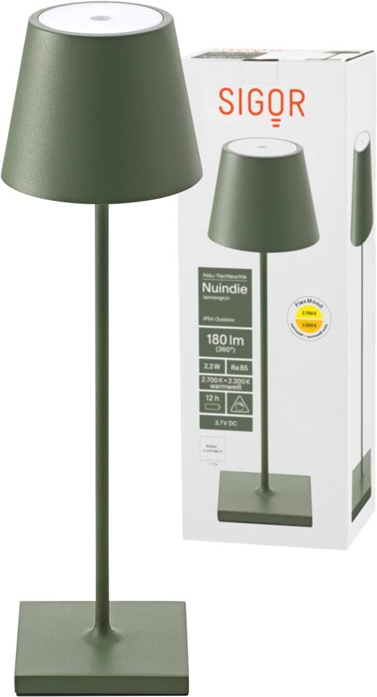 LED Tischleuchte, Tannengrün, Touchdimmer, Akku, H 38 cm Bild 1