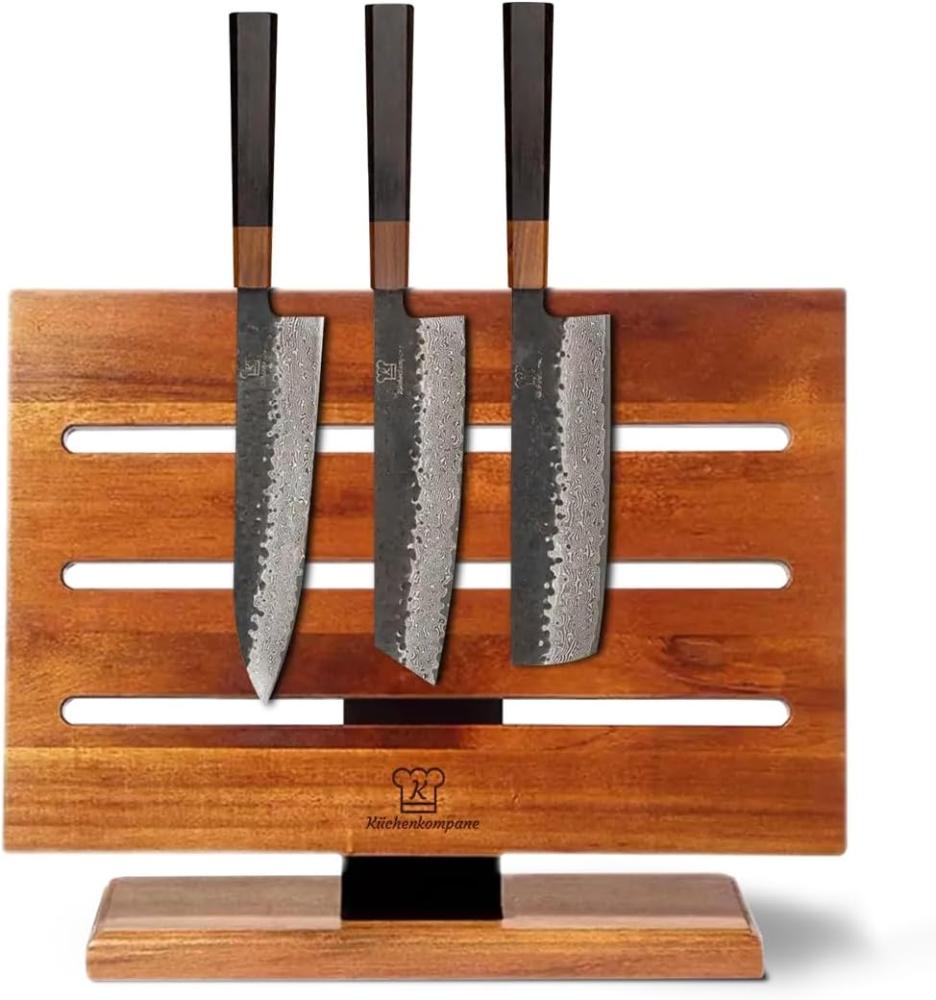 Shikku Messer Kombipaket mit magnetischem Messerblock - 67 lagen Damaszener Stahl - handgeschliffener japanischer Stahl - Profi Küchenmesser - 5-teiliges Paket Bild 1