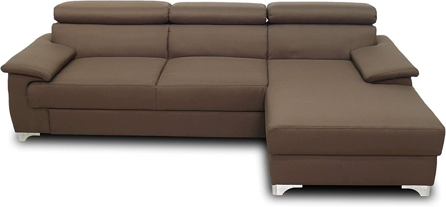 DOMO. collection Niria Ecksofa | Eckcouch mit Schlaffunktion und Rückenfunktion | Sofa L Form Couch, Schlafsofa, braun, 271x167x78 cm Bild 1