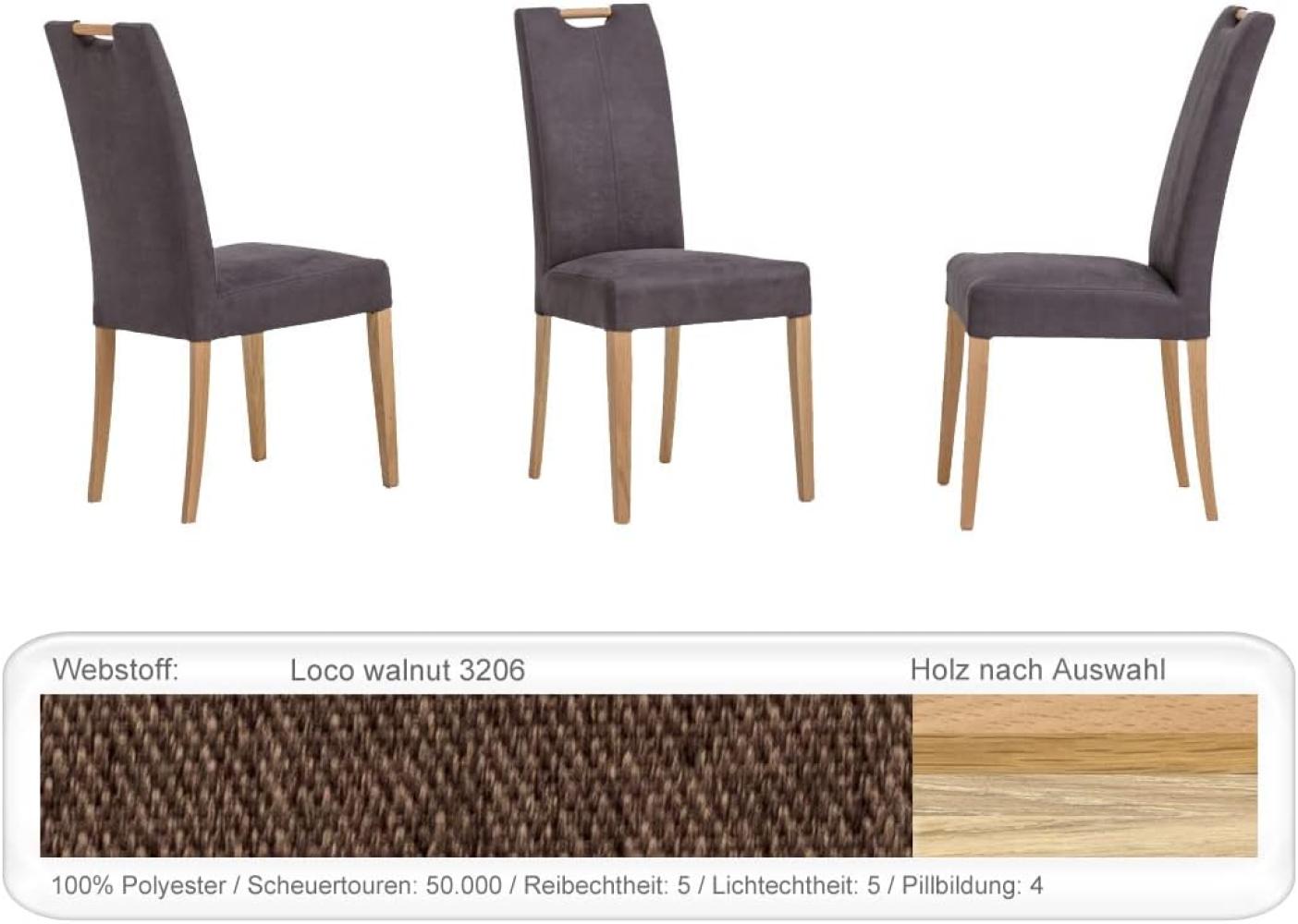 6x Stuhl Silvana Varianten Polsterstuhl Esszimmerstuhl Massivholzstuhl Eiche natur lackiert, Loco walnut Bild 1