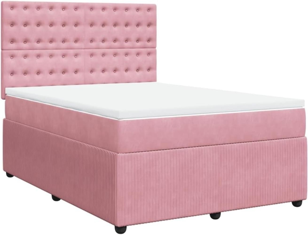 Boxspringbett mit Matratze Rosa 140x190 cm Samt 3292351 Bild 1