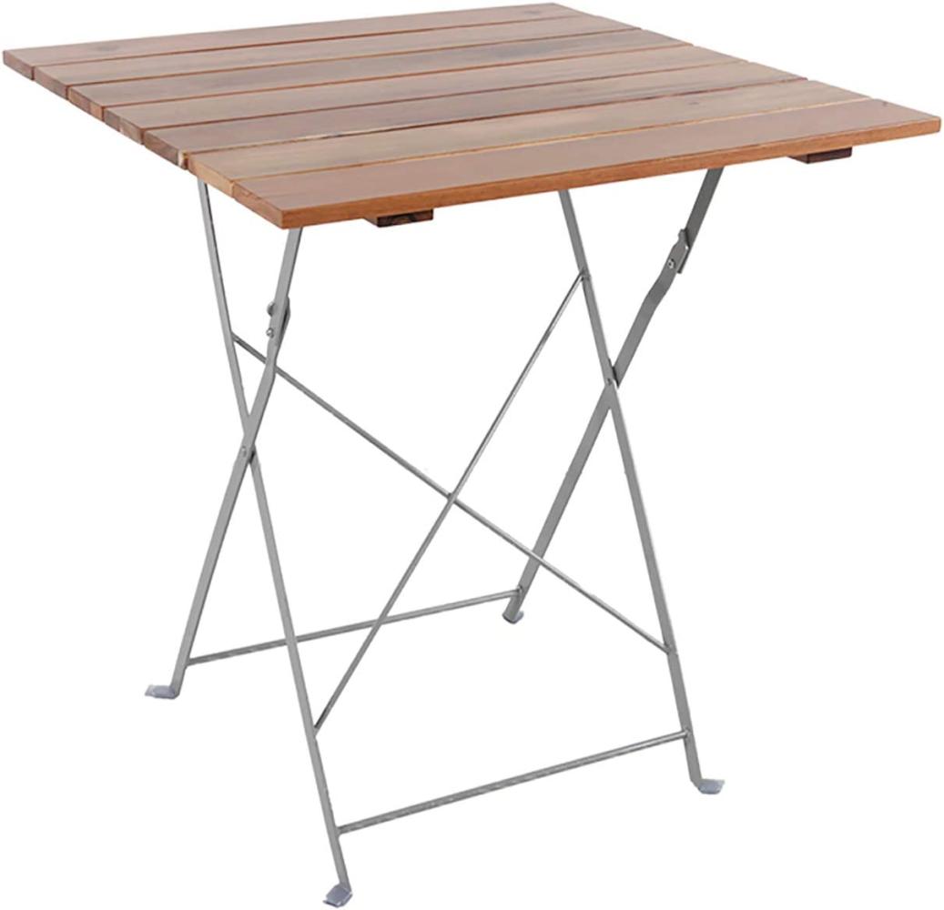 Biergarten Tisch Klapptisch Gartentisch Stehtisch klappbar Akazie Stahl 70x70cm Bild 1