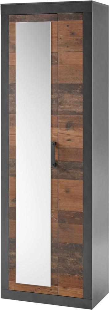Garderobenschrank Ward in Used Wood Shabby und Matera grau Schuhschrank 65 x 201 cm Bild 1