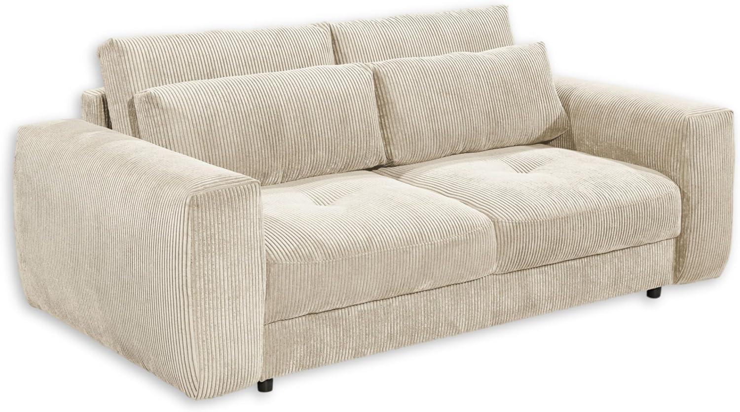BARURA Big Sofa in Cord-Optik, Cream - Bequeme Wohnzimmer Couch - 214 x 90 (74) х 112 cm (B/H/T) Bild 1