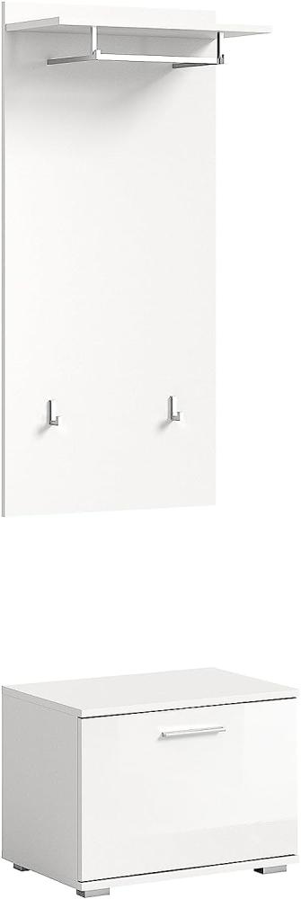 Garderobe Set 2-teilig Prego in weiß Hochglanz 55 x 191 cm Bild 1