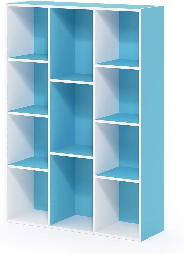 Furinno offenes Bücherregal mit 11 Fächern, holz, Weiß/Hellblau, 23. 88 x 73. 91 x 105. 92 cm Bild 1