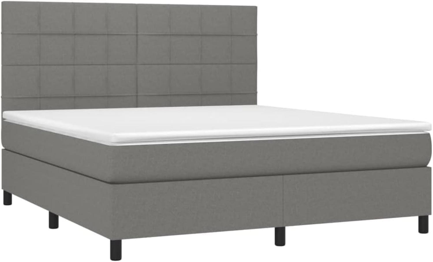 vidaXL Boxspringbett mit Matratze & LED Dunkelgrau 160x200 cm Stoff Bild 1