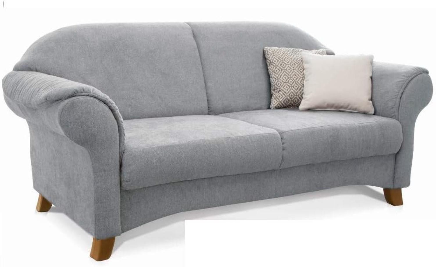 Cavadore 3-Sitzer Sofa Maifayr mit Federkern / Kleine Couch im Landhausstil mit Holzfüßen / 194 x 90 x 90 / Hellgrau Bild 1