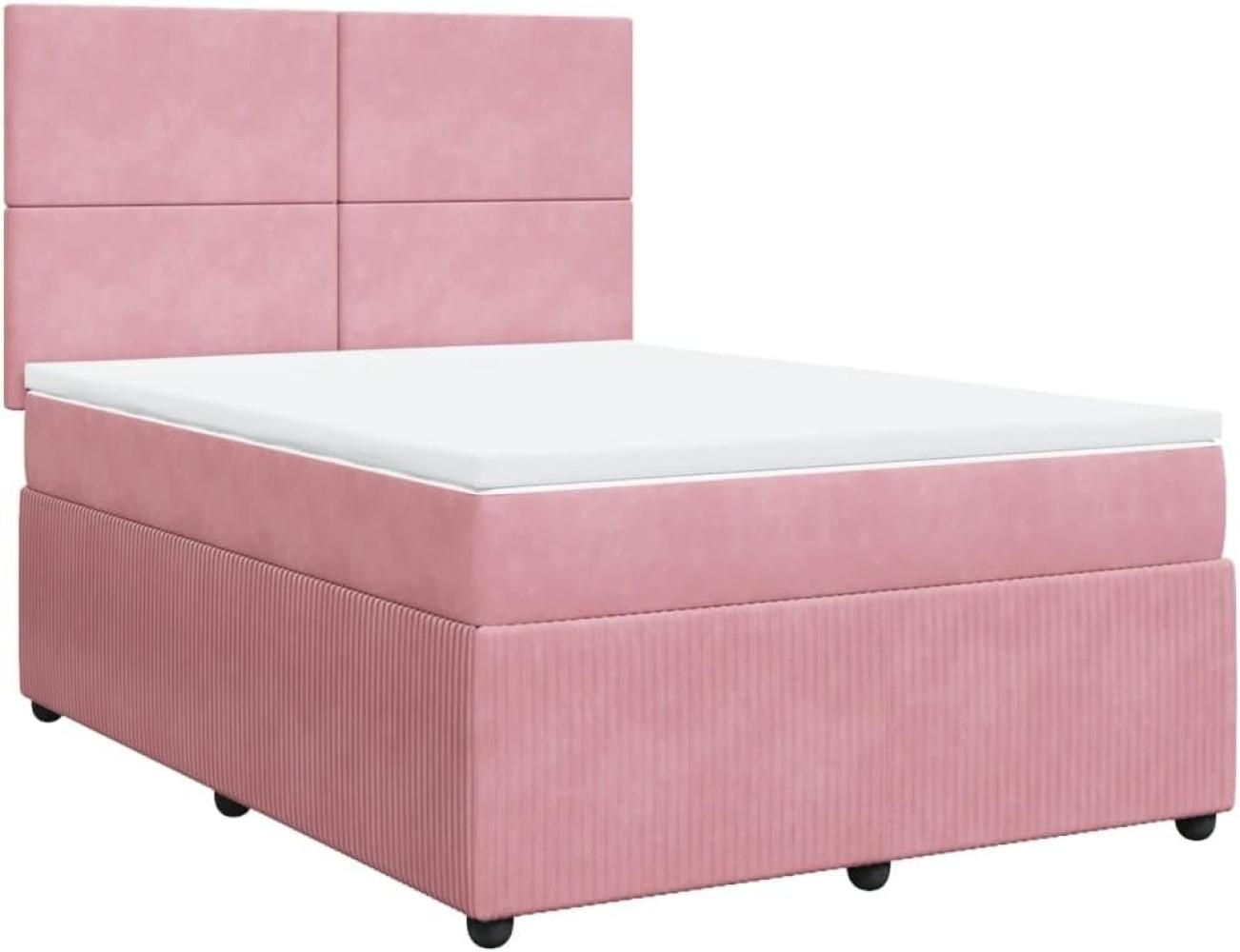 Boxspringbett mit Matratze Rosa 140x190 cm Samt 3294633 Bild 1