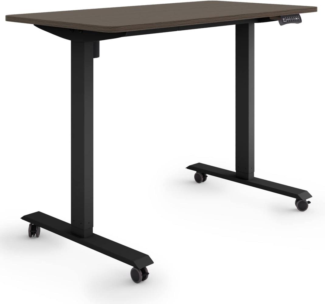 ESMART Germany ETX-121BE 120x60cm Ebenholz Dekor Ergonomischer Steh-Sitz-Schreibtisch auf Rollen Stufenlos elektrisch höhenverstellbar 78,5-128,5cm 3X Memory Aktivitätserinnerung Soft-Start/Stopp Bild 1