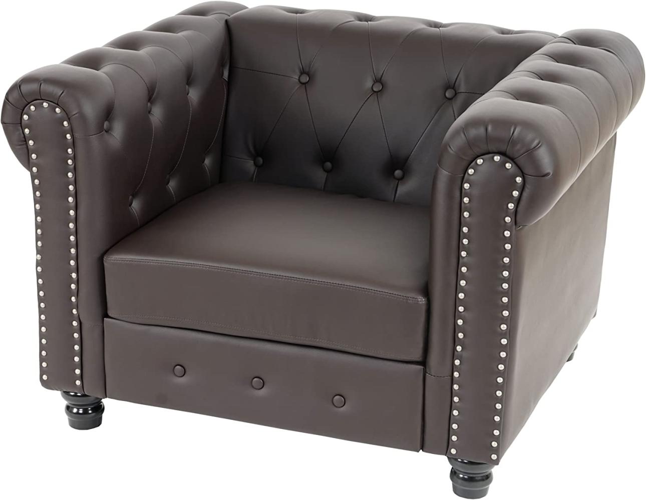 Luxus Sessel Loungesessel Relaxsessel Chesterfield Kunstleder ~ runde Füße, braun Bild 1