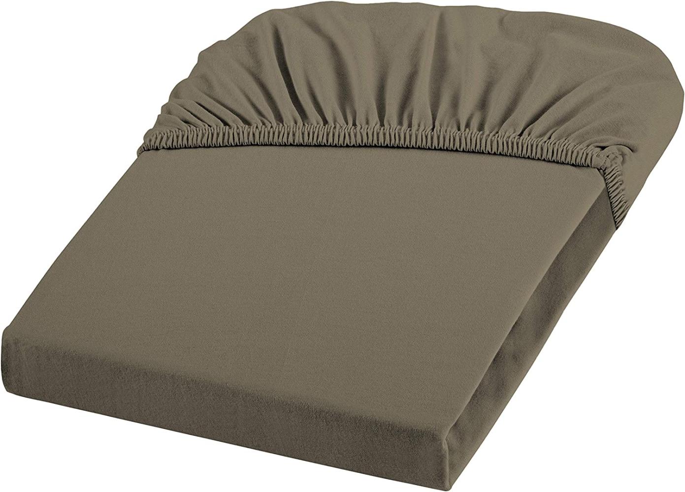 Fleuresse Fein-Jersey Spannbetttuch Bettlaken 90 x 190 cm - 100 x 200 cm Elastan 9042 taupe Bild 1