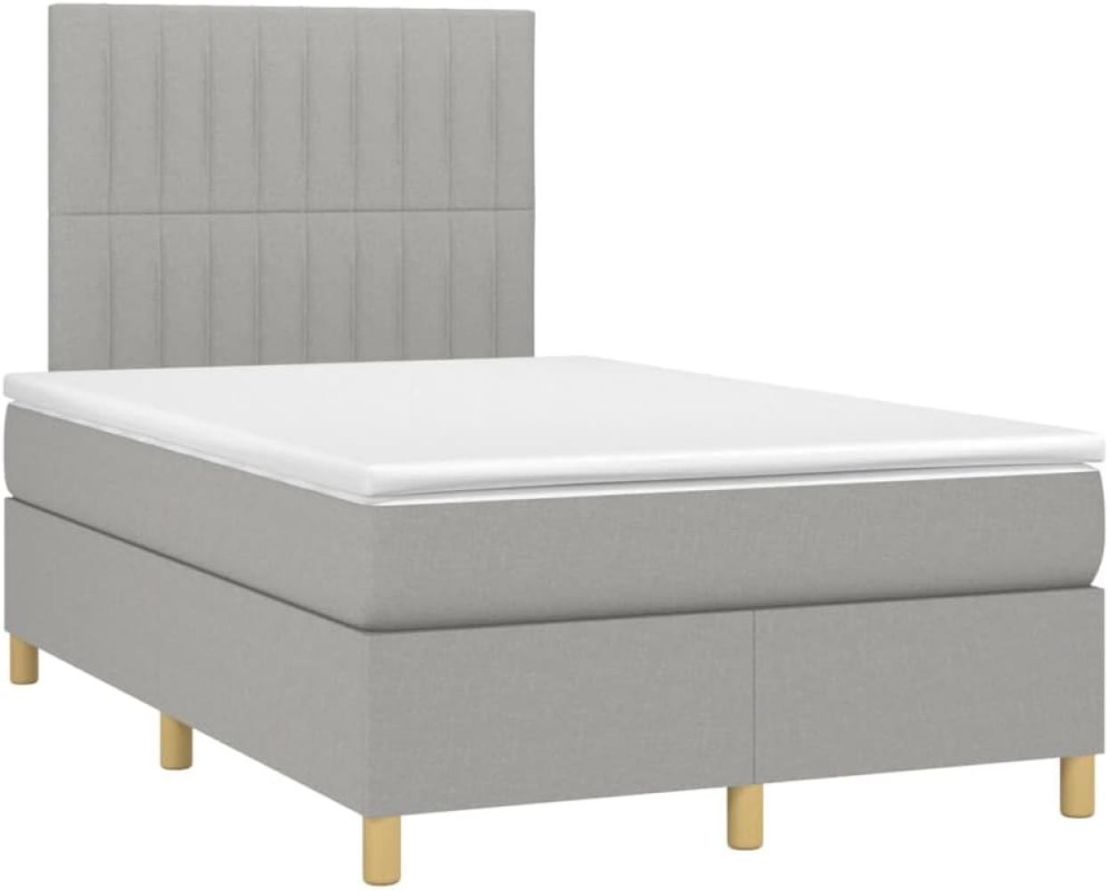 Boxspringbett mit Matratze Hellgrau 120x190 cm Stoff (Farbe: Grau) Bild 1