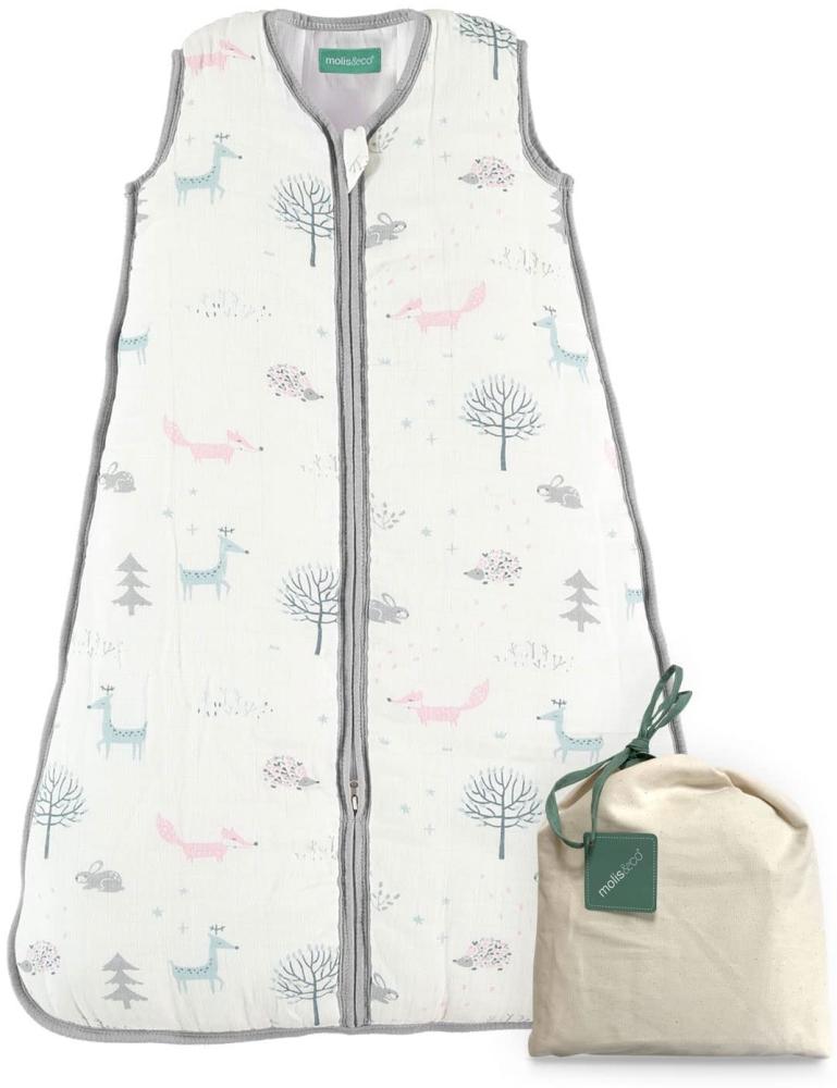 molis&co. Baby-Schlafsack. 2.5 TOG. Größe: 70 cm (0-6 Monate). Ideal für die Übergangszeit und den Winter. Superweich und warm. Wald. Premium-Musselin mit Futter. Bild 1