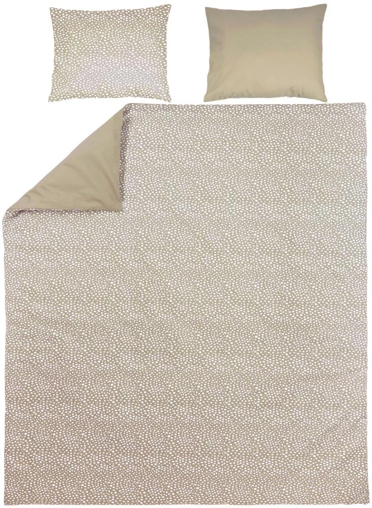 Meyco Home Cheetah/Uni Bettwäsche Doppelbett (Baumwolle, atmungsaktives Material, einfache Pflege, praktischer Einschlagstreifen, Maße: 200 x 200/220 cm), Taupe Bild 1