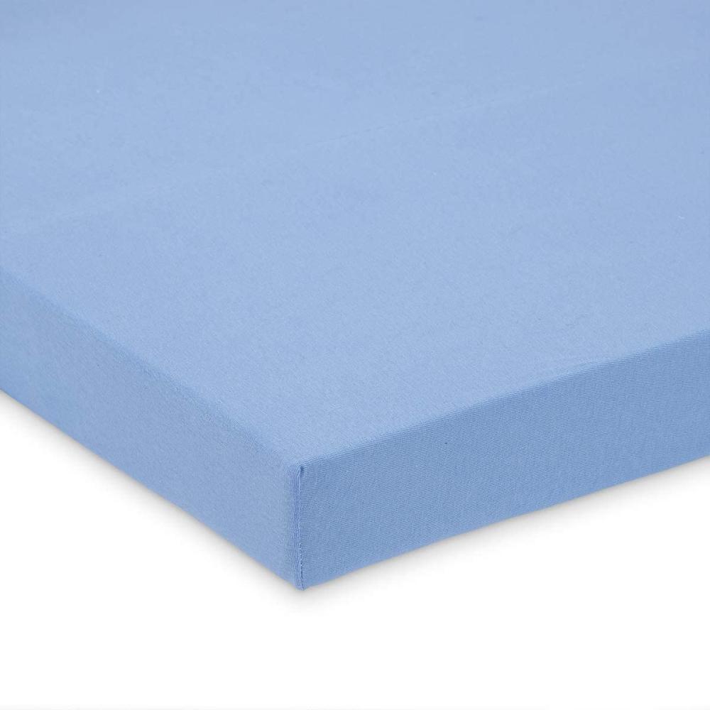 FabiMax BIO-Baumwolle Jersey Spannbettlaken für 6-eck Laufgitter, blau Bild 1