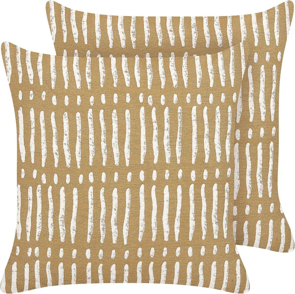 Dekokissen Streifenmuster Baumwolle sandbeige weiß 45 x 45 cm 2er Set SALIX Bild 1