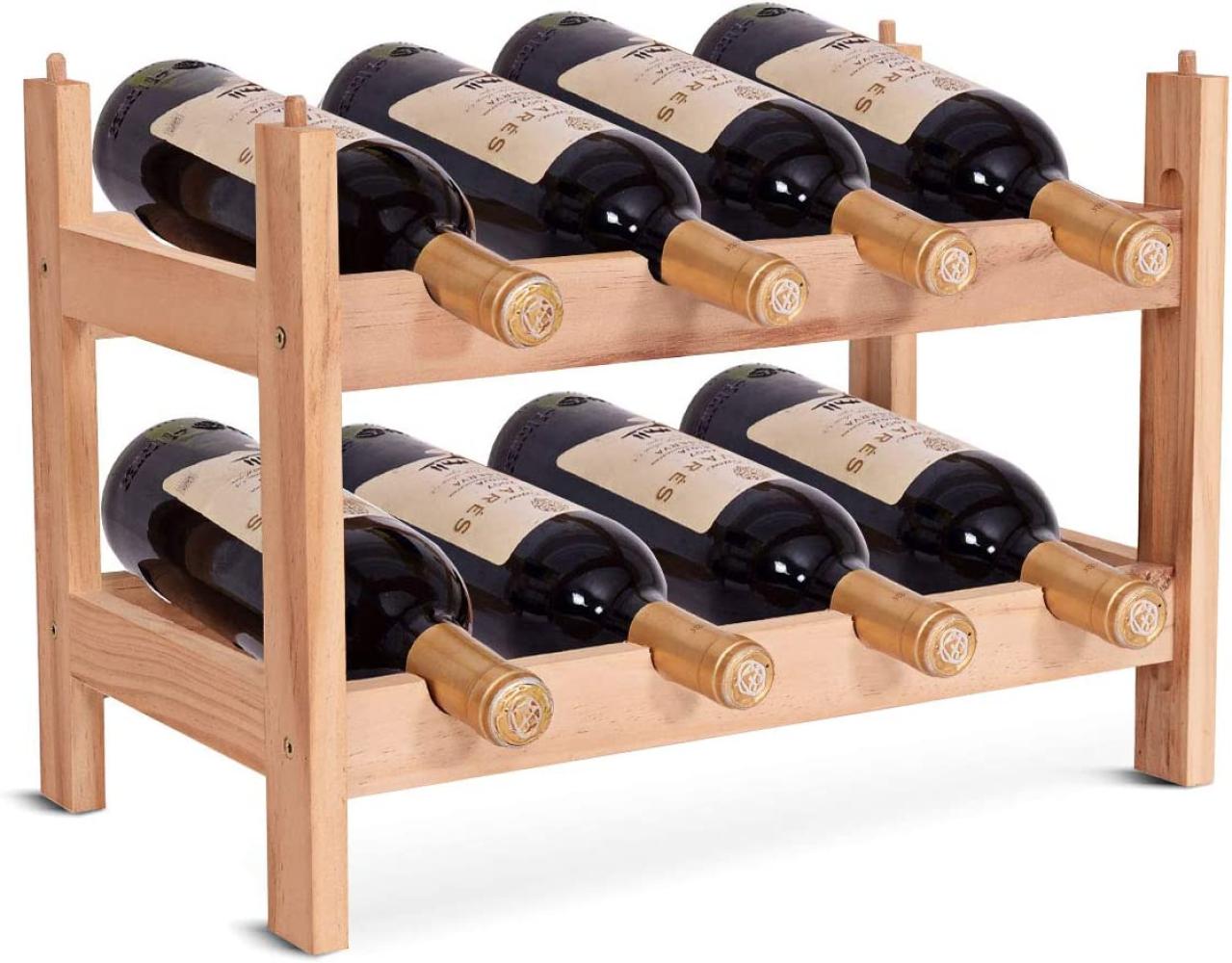 Costway Weinregal aus Holz mit 2 Ebenen für 8 Flaschen stapelbar/erweiterbar Bild 1