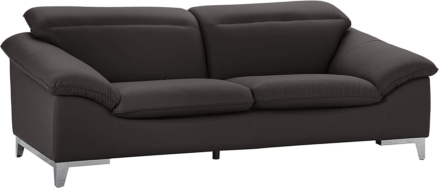 Mivano Ledercouch Teresa, Modernes 2-Sitzer-Sofa mit verstellbaren Kopfstützen, 218 x 84 x 109, Kunstleder Dunkelgrau Bild 1