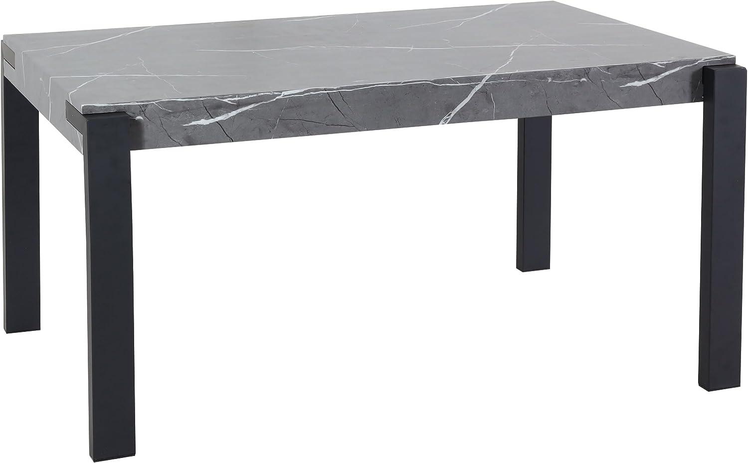 Esstisch HWC-L53, Tisch Küchentisch Esszimmertisch, Industrial Metall 140x80cm ~ Marmor-Optik grau Bild 1