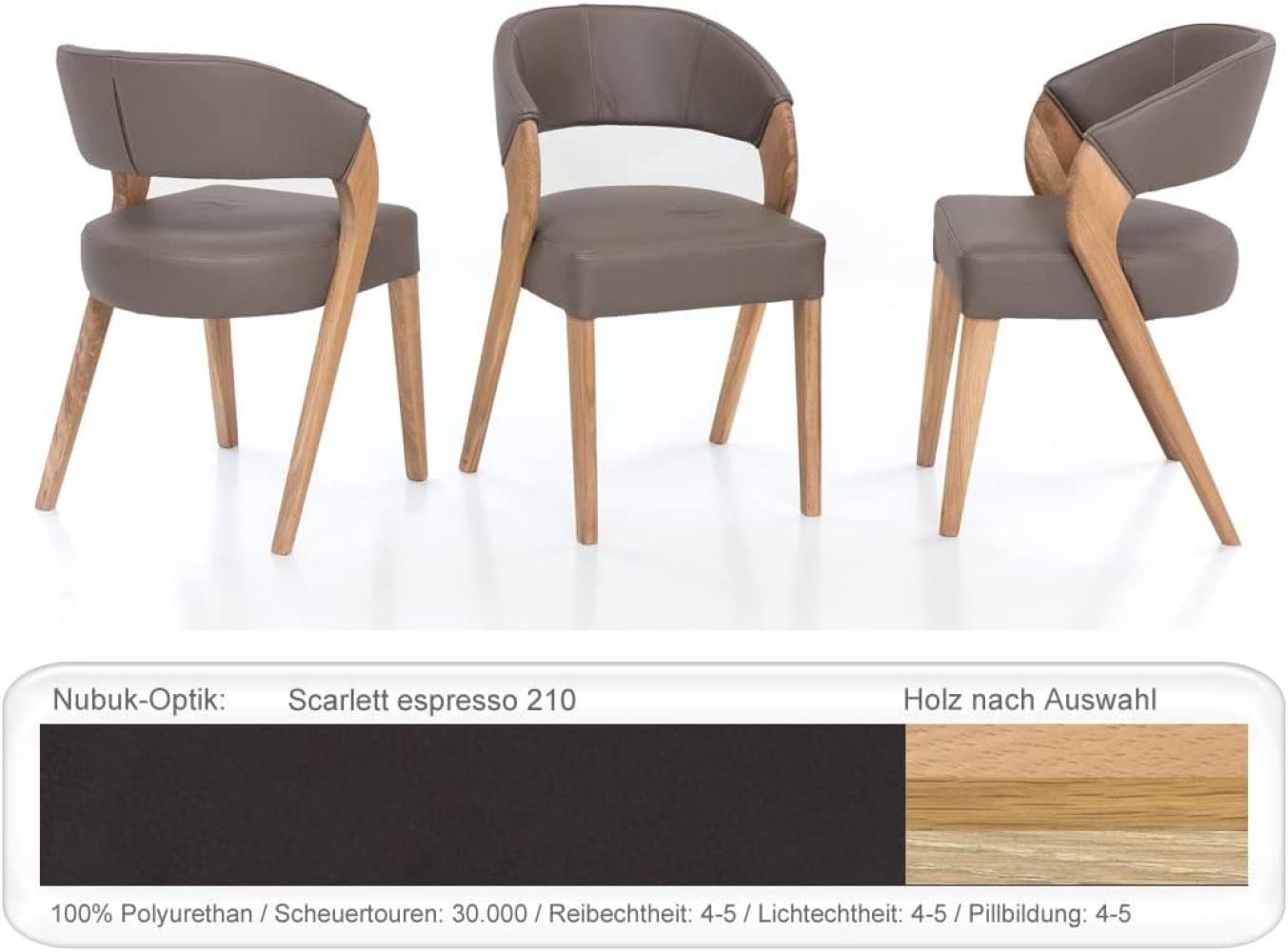4x Stuhl Alani 1 Varianten Polsterstuhl Esszimmerstuhl Massivholzstuhl Eiche bianco geölt, Scarlett espresso Bild 1