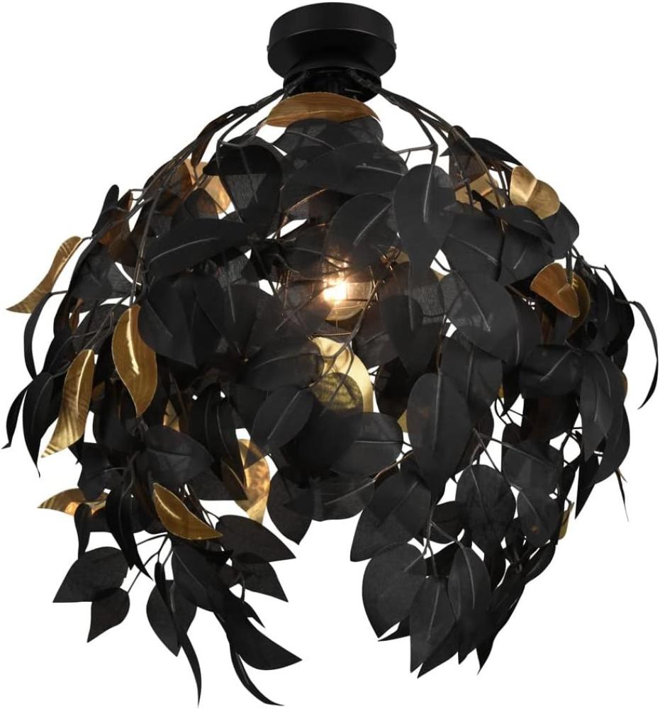 LED Deckenleuchte Blätter Lampenschirm Schwarz-Gold Ø38cm Bild 1