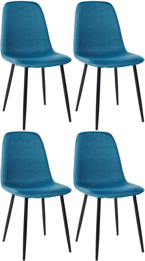 4er Set Esszimmerstühle Napier Stoff (Farbe: blau) Bild 1