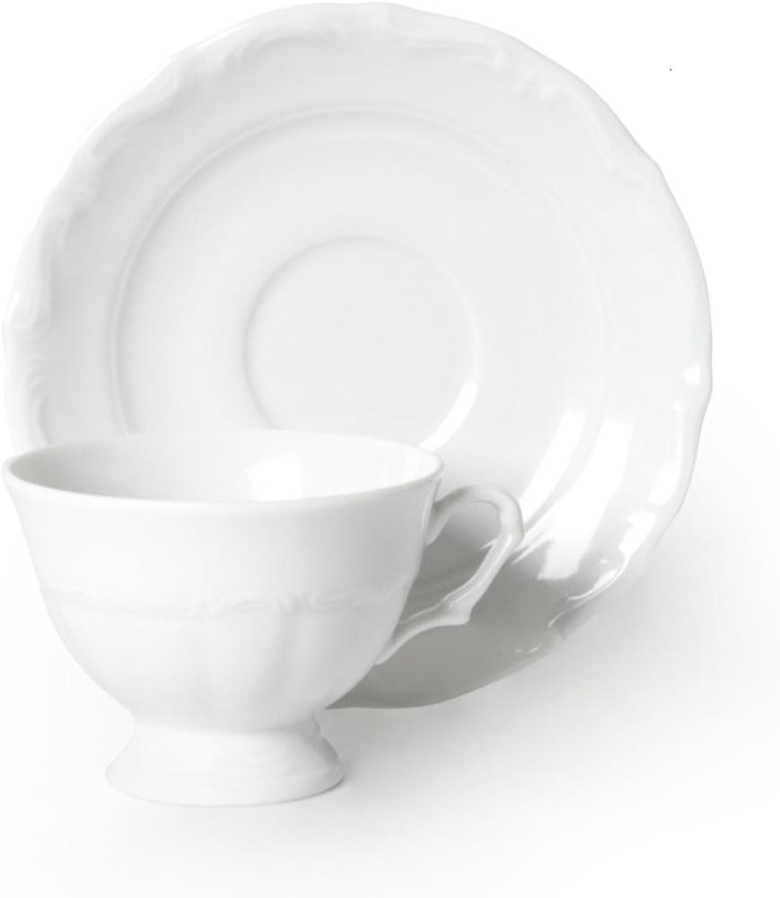 Excelsa Mademoiselle Tasse KaffeeTasse mit Unterteller 10 cl, Porzellan, Weiß, 13 x 13 x 6 cm Bild 1