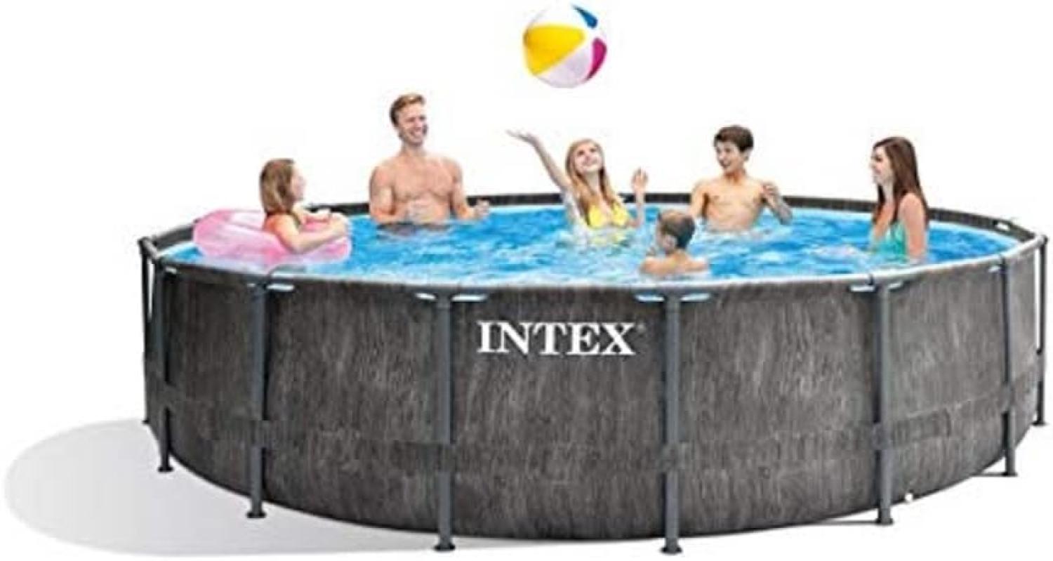 Intex 'Baltik 457 x 122 x 457 cm' gerahmter Pool, mit Leiter, grau Bild 1