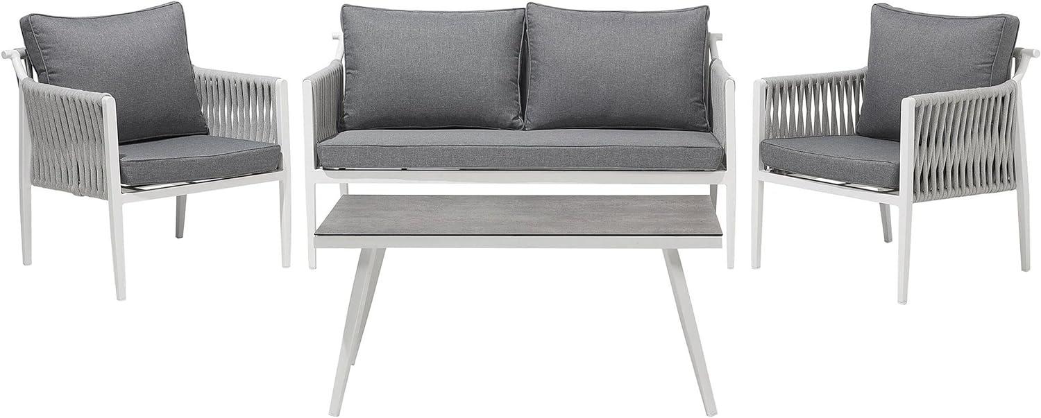 Lounge Set Aluminium weiß 4-Sitzer Auflagen grau LATINA Bild 1
