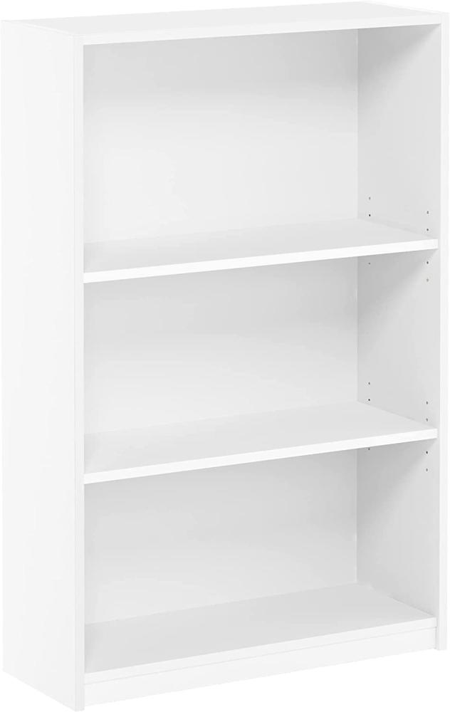 Furinno JAYA 3-stufiges Bücherregal, Büroregal, Bücherregal, Küchenregal mit verstellbarem Regal, Weiß, 62 x 24. 1 x 102. 4 cm Bild 1