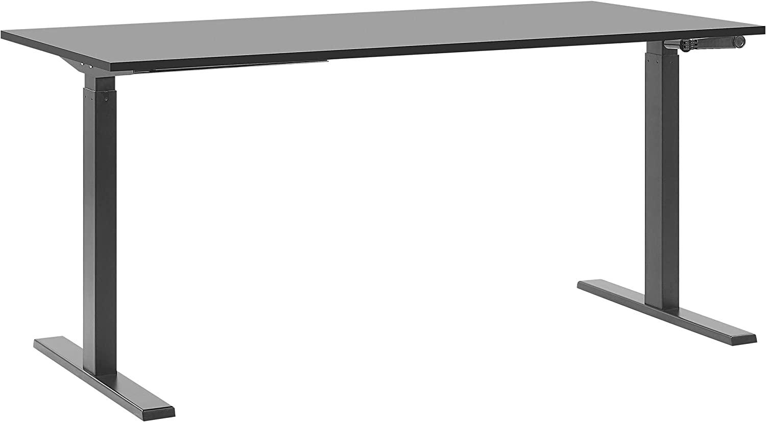 Schreibtisch manuell höhenverstellbar, Schwarz, 76-116 x 160 x 72 cm Bild 1