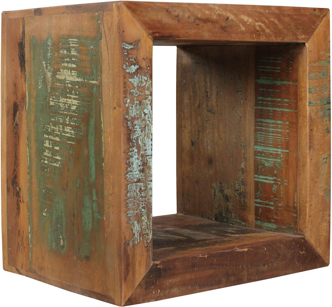 Wohnling Beistelltisch KALKUTTA 45 x 45 x 35 cm | Massivholz Cube Tisch für Wohnzimmer | Wohnzimmertisch mit Ablage | Nachttisch - Nachtkonsole - Nachtkästchen Bild 1