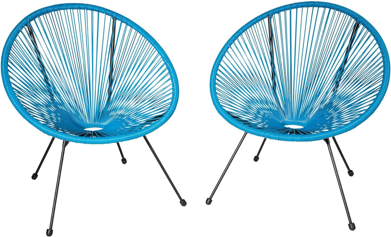 tectake 800988 2er Set Acapulco Garten Stuhl, Relaxsessel im Retro Design, Indoor und Outdoor, Lounge Sessel für Garten Balkon und Terrasse (Blau | Nr. 404409) Bild 1