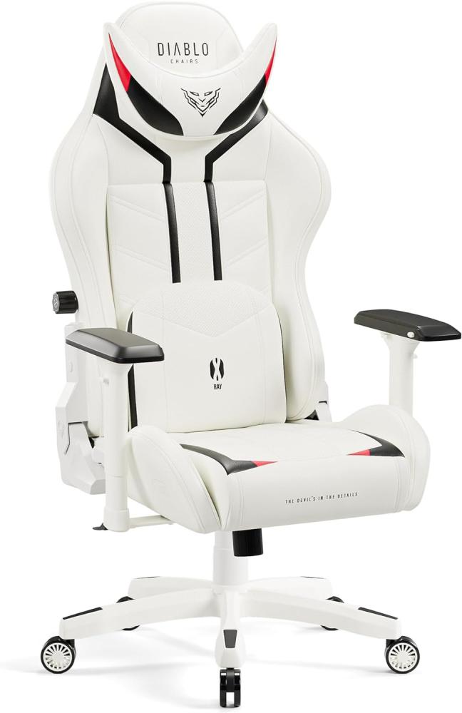 Diablo X-Ray Gaming Stuhl Bürostuhl Gamer Chair Schreibtischstuhl 4D Armlehnen Ergonomisches Design Kunstleder Perforation Wippfunktion Weiß-Schwarz Normal (L) Bild 1