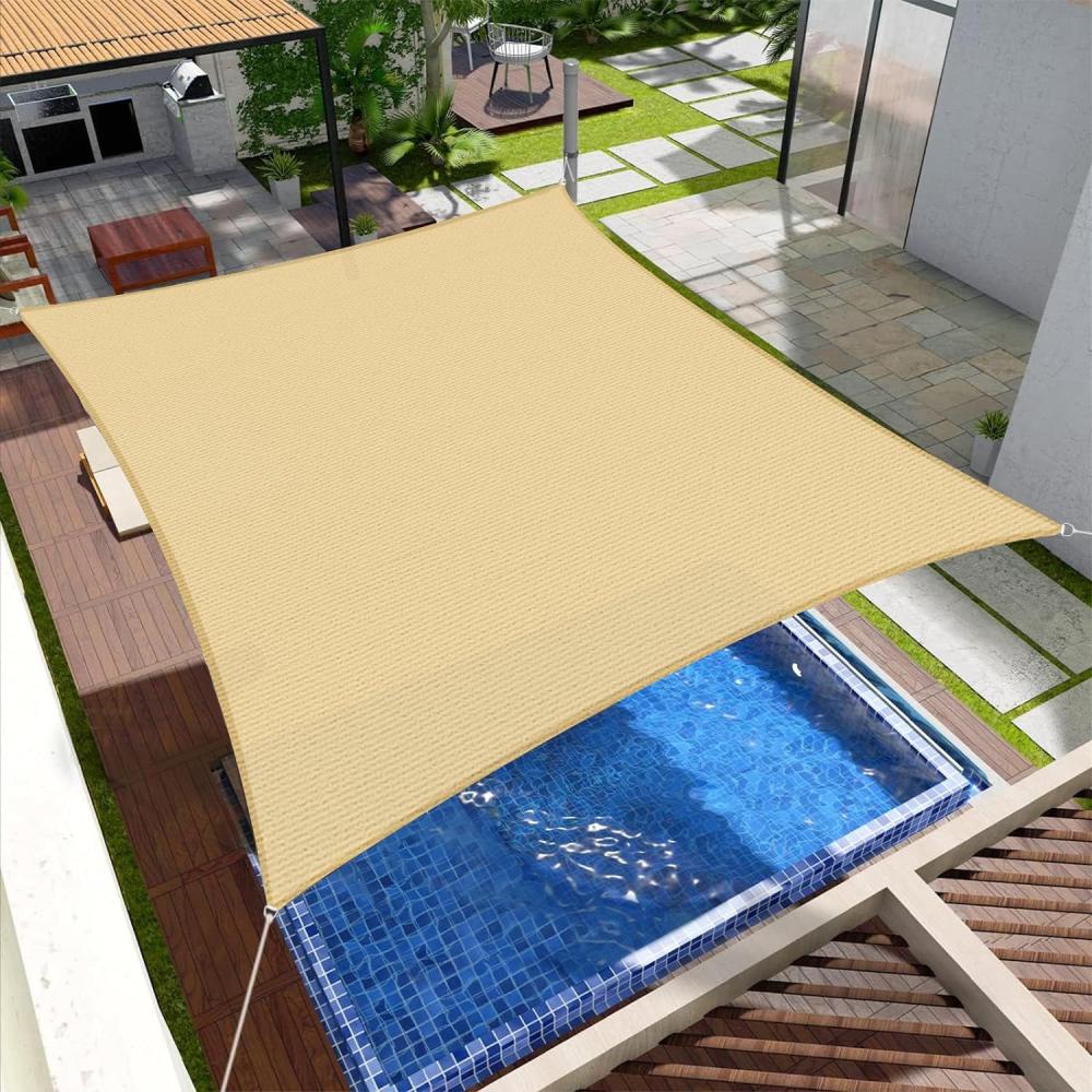 SUNNY GUARD Sonnensegel Rechteckig 3x4m Sonnenschutz Atmungsaktiv HDPE UV Schutz für Balkon Terrasse Garten, Sand Bild 1