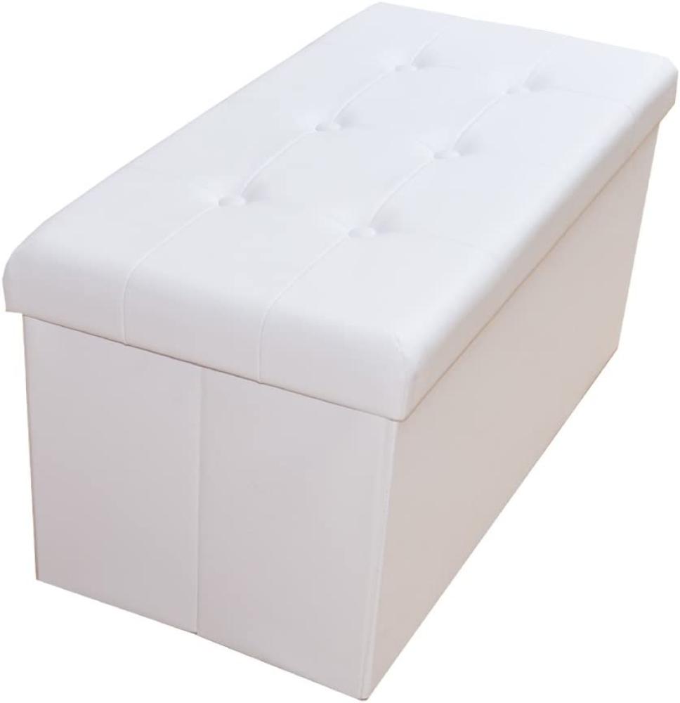 HS-Lighting Faltbar Sitzbank mit Stauraum Wasserdichter Sitzhocker Aufbewahrungsbox mit Stauraum Sitztruhe Kisten Kunstleder 76 x 38 x 38 cm (Weiß) Bild 1