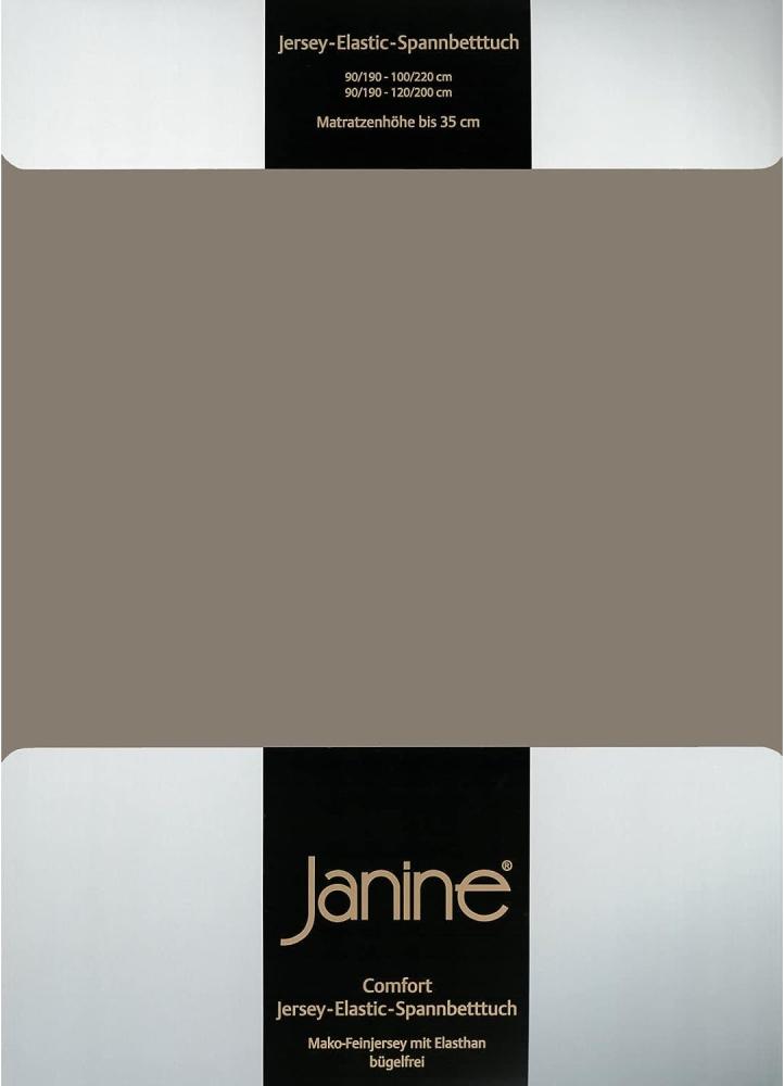 Janine Jersey Elastic Spannbetttuch | 180x200 cm - 200x220 cm | taupe Bild 1